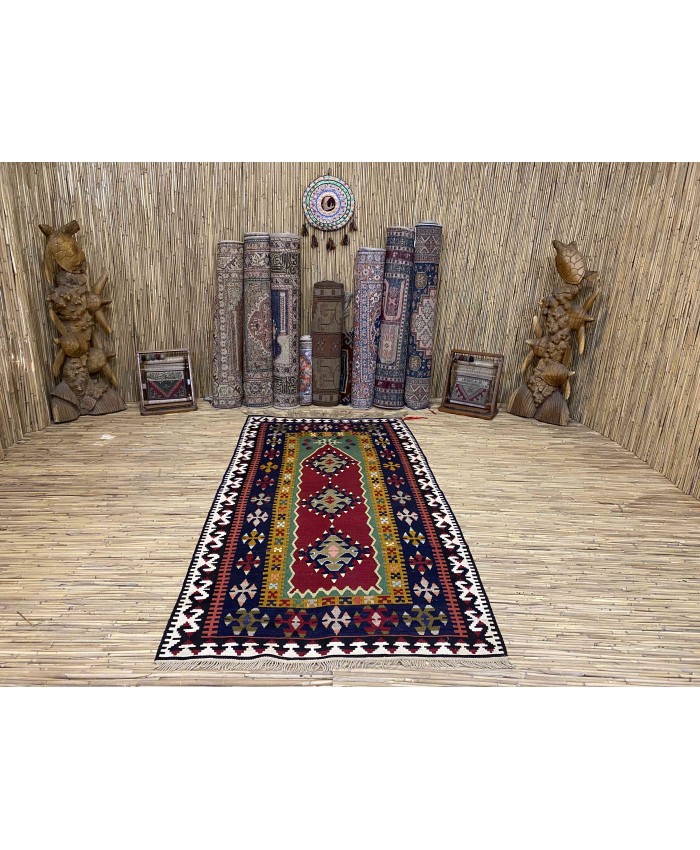 Handmade Turkish Kayseri Nomadic Original  Wool on Wool Kilim – FREE SHIPPING..!